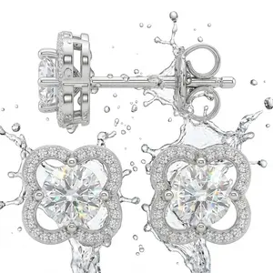 "Starlight Clover" Earrings — S925 Sterling Silver Earrings | Men's Accessories & Gifts for Her | The Perfect Gift for Engagements, Weddings, and Anniversaries. 14K Gold-Plated Stud Earrings with Cubic Zirconia — Skin-Friendly & Hypoallergenic Material. t