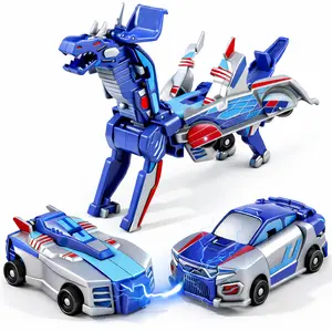 2-in-1 Transforming Dinosaur Car Toy for Kids, Deformation Robot Vehicle Playset, Convertible Dino Car Gift for Boys Girls