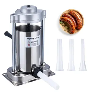 【Summervibes】VEVOR Manual Sausage Stuffer,  , 2 L / 5 LBS Vertical Sausage Machine with G-type Clamp, Food-Grade 304 Stainless Steel Barrel with 2 Stuffing Tubes, for Home Kitchen Restaurant Commercial Meat Sturdy