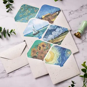 10Pcs High-grade Cloth Pattern Oil Painting Paper Envelope Literary Small Fresh and Simple Unique Envelopes