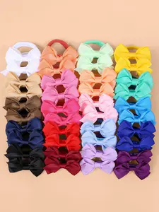 Girls' Tail Bow Hair Tie Set, Simple Fashion Ponytail Holder, Perfect for Home Play School Daily Wear, Hair Accessories Set, 20 Pieces