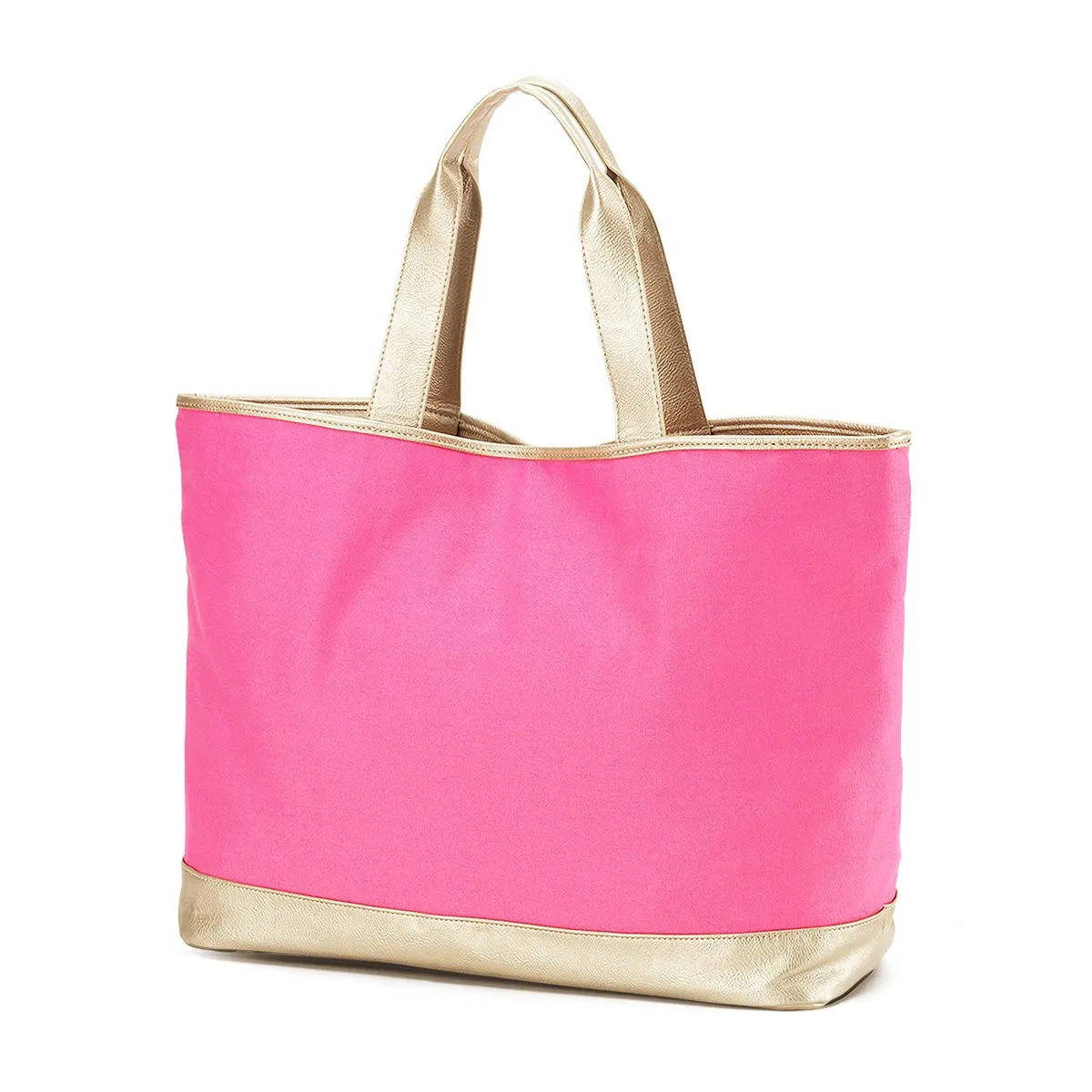 Hot Pink Cabana Tote Beach Pool Travel Oversized Canvas Bag #M732VL-HTPK