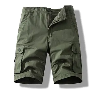 Men’s summer cargo shorts — solid color, multi pockets, pure cotton, mid-thigh length; outdoor casual, stylish, versatile #SummerWins