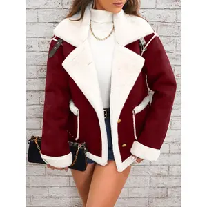 Laperle Puffer Jacket Winter Warm Leisure and Casual Clothing Ladies Clothing Long Sleeves Set Artificial Sherpa Clined Coat Basic Simplicity Pink