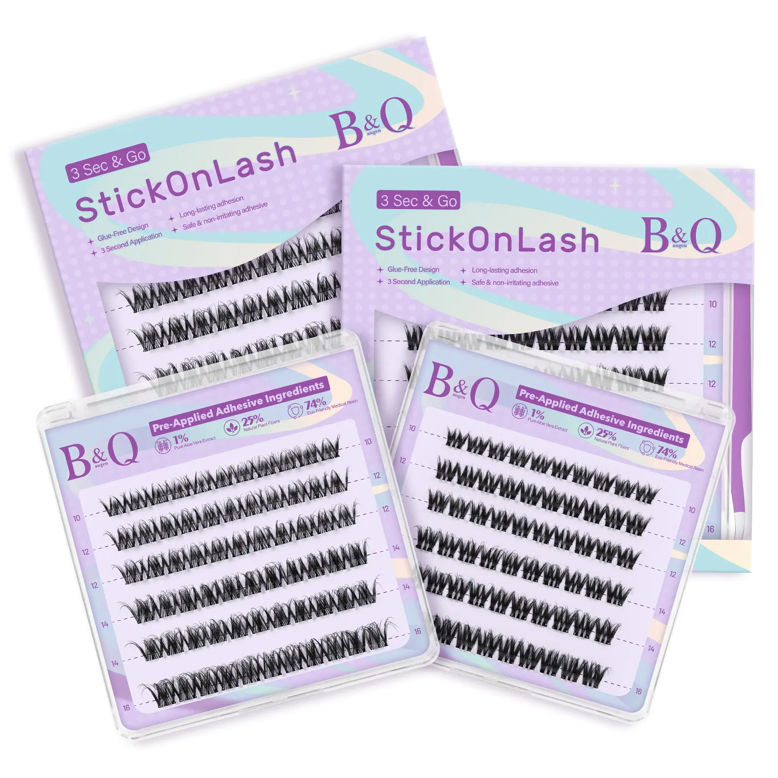 B&Q 3 Sec&Go StickOn Lash l Quick-Fit Kit l Go-To Kit l THE PUSH,Hand-Pushed Adhesive Technology,DD Curl,Glue-Free Design,Long-lasting Adhesion,Easy Application,Pre-glued Eyelash Clusters,No Glue Self Adhesive Lash,3D Layered Spider Kim K lashes,familyfun