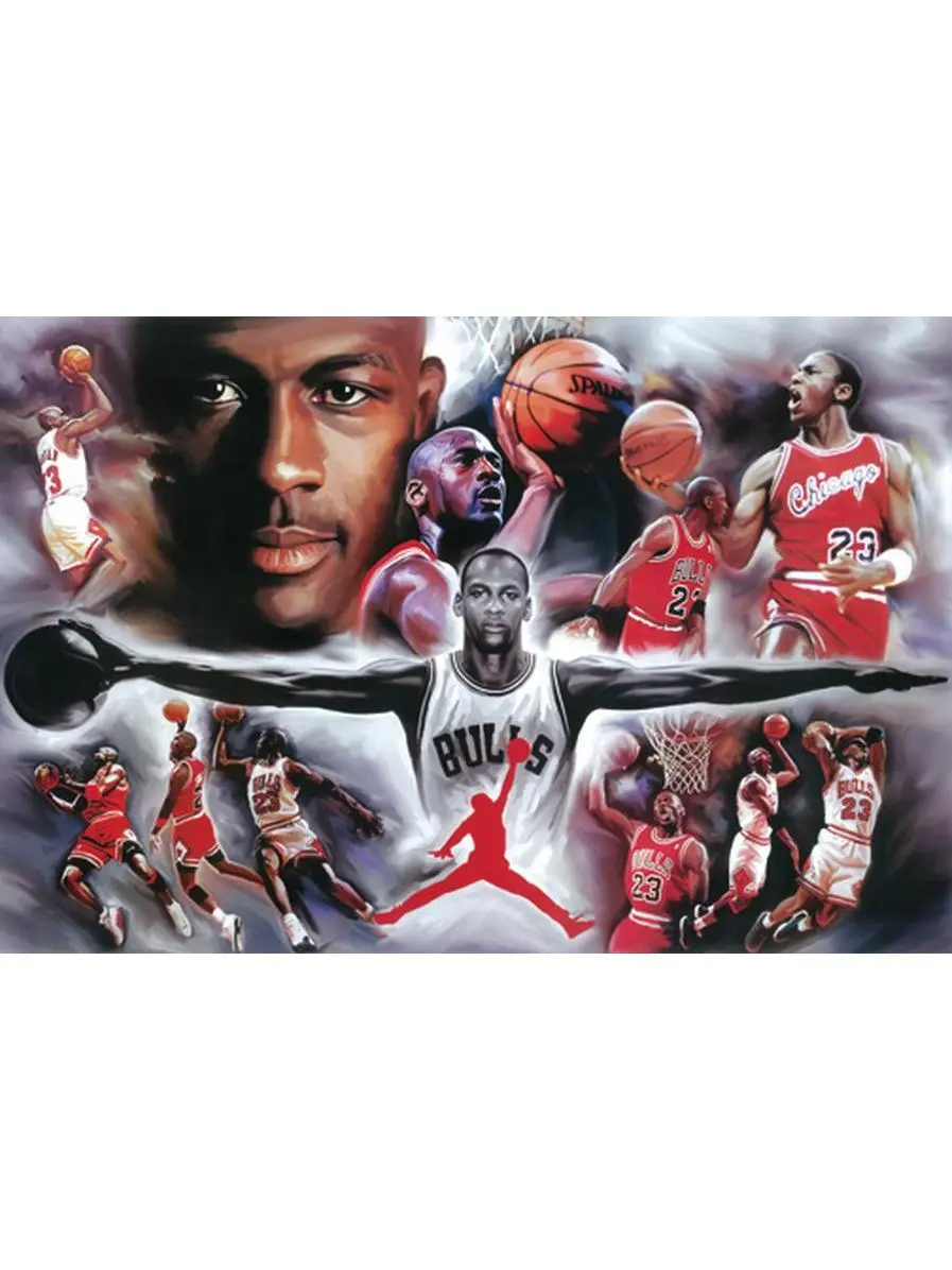 Hot Stuff Enterprise Z137-24x36-NA Michael Jordan Collage Painting Poster- 24 x 36