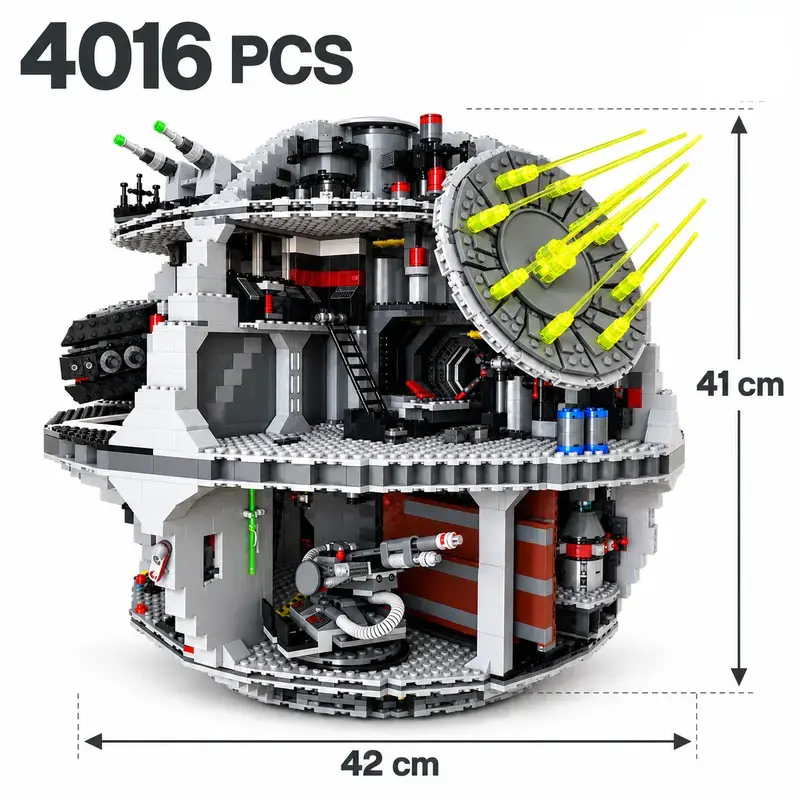 4016 PCS Sci-Fi Battle Station Building Blocks Set, Large Space Fortress Model with Laser Cannon & Multi-Level Interior, DIY Collectible Display Gift for Adults & Teens