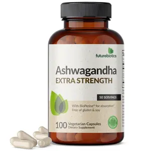 Futurebiotics Ashwagandha Extra Strength Stress & Mood Support with BioPerine - Non GMO Formula, 100 Vegetarian Capsules