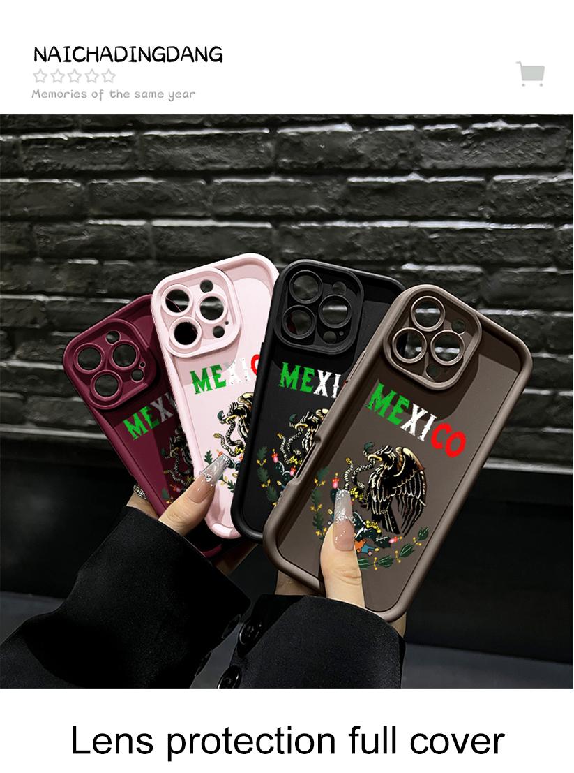Mexico Letter Eagle Ethnic Totem Phone Case, Vintage Latin Culture Print Cover for iPhone 17 Air 16 Pro Max 15 14 Plus 13 12 11 Plus XR XS Samsung Galaxy S26 Ultra S25 Ultra S24 S23 S22, Shockproof Durable Protective Case, Unisex Cultural Cover for All, S