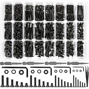 1700 count Screws Assortment Hex Socet Flat  24 Size M2 M3 M4 M5 Blac Screws, Nuts and , 10.9 Alloy Steel 8MM to 25MM Metric Bolt Assortment Machine Screws, 8/10/12/16/20/25mm