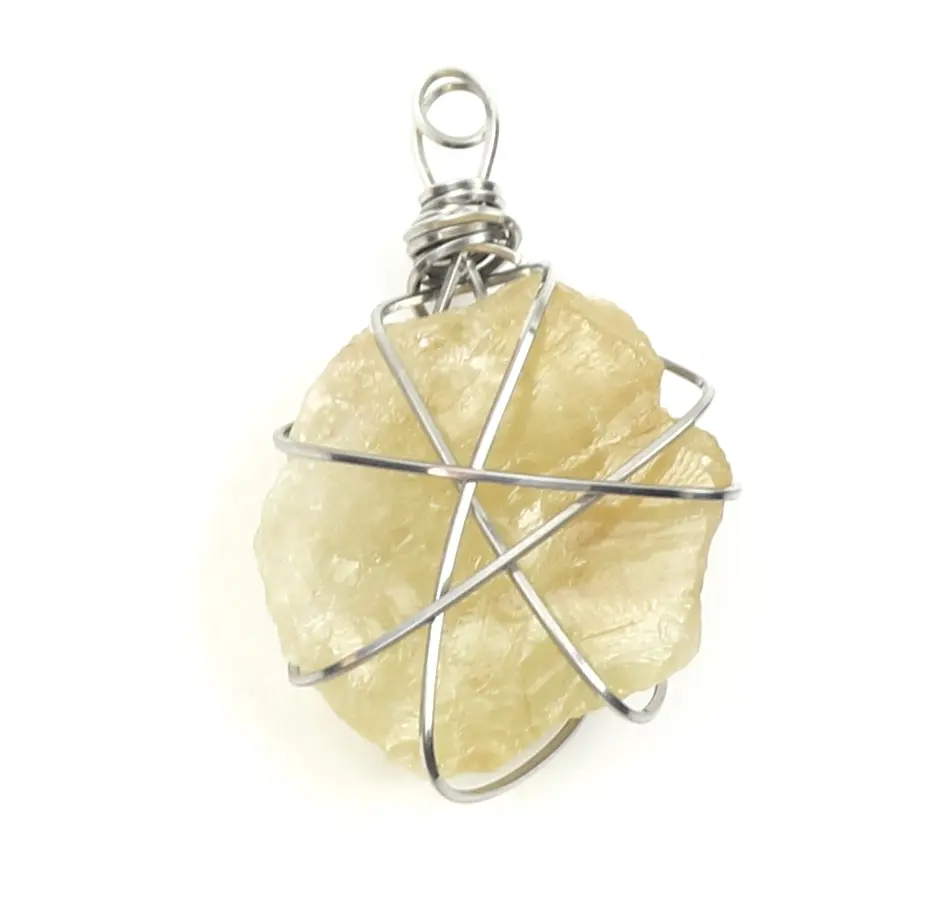 Couture Crystalz  Take Charge - Sterling Silver Wrapped Citrine Crystal Pendant Necklace