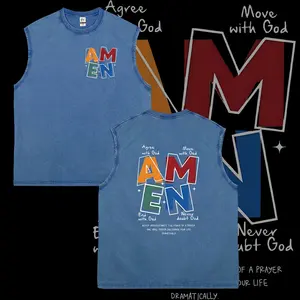 Men's vintage washed pure cotton vest Men's vintage washed pure cotton vest