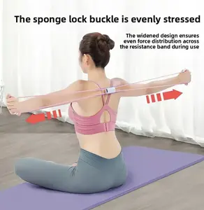 Figure 8 Resistance Band for Stretching - Portable Elastic Yoga Tension Rope for Posture Support, Upper Body Toning, Arm Conditioning, Home Gym Fitness Equipment for Women Pink