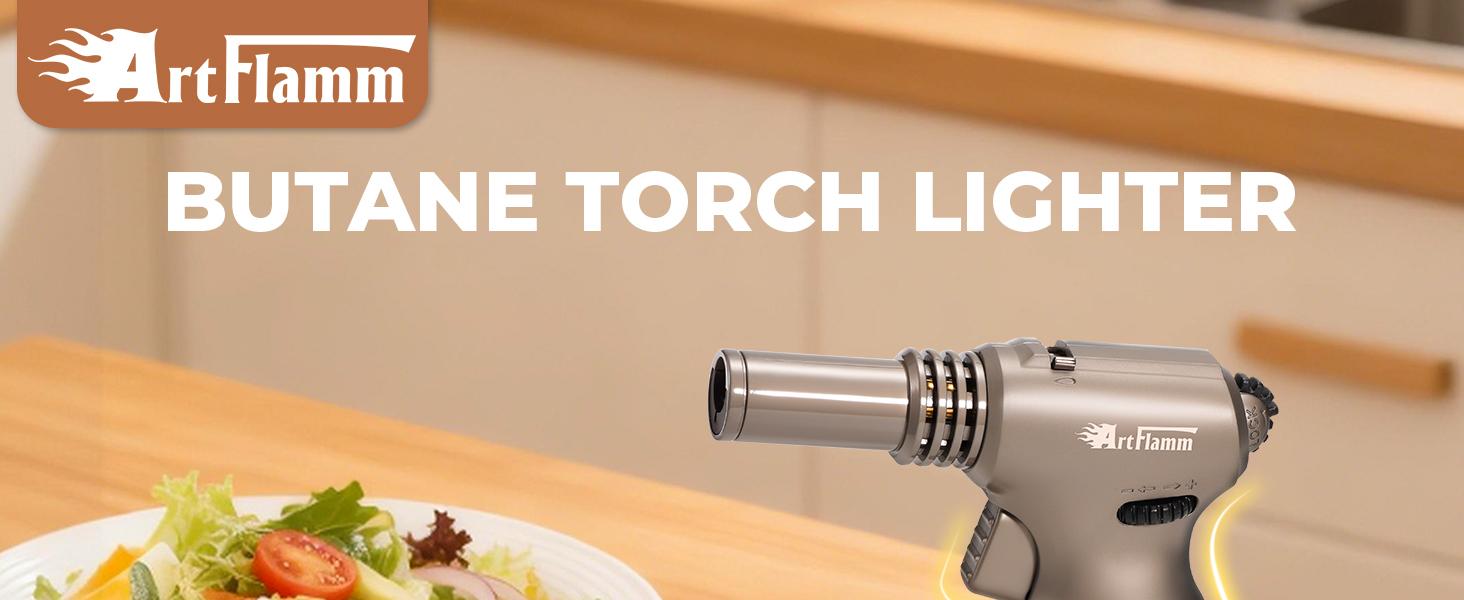 ARTFLAMM Dual Flame Butane Torch - Refillable Handheld Blow Torch for Cooking, Soldering, & Resin Art w/Adjustable Flame & Ignition Lock - Kitchen Blow Torch & Luxurious Gift Box
