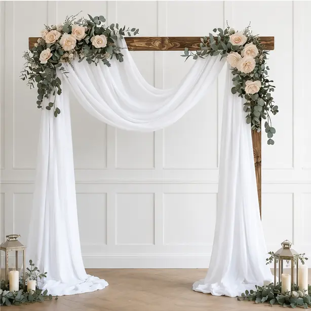 White Sheer Wedding Arch Draping Fabric, 28.7" x 20 ft Ceremony Backdrop Scarf