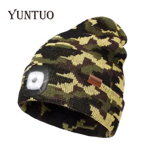 YunTuo LED Beanie with The Light, Unisex USB Rechargeable Headlamp Winter Knitted Cap Gifts for Men Dad Husband Him