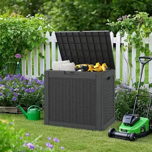 RIWENGO 31 Gallon Outdoor Storage Box Large Resin Storage Cabinet for Gardening Tools Patio Pillow Lockable Waterproof UV Resistant