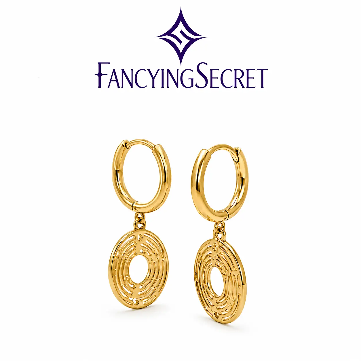 FancyingSecret-Body Jewelry 1 Pairs 14K Gold Plated Twisted Round Hoop Earrings