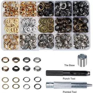 200 Sets - Grommet Eyelets 8mm 5/16" Inside Diameter 600# with Setting Tool Canvas Clothes (5/16", Mixed)