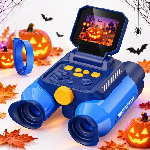 Unisex Kids' Rechargeable Night Vision Binoculars with IR Illumination, 2.4" HD Screen, Ultra HD Video, 48MP Photo Capture, 9 Puzzle Games, STEM Birthday Gift for Camping, Ages 4-12