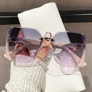 Women's Bling Side Rimless Sunglasses - Luxury Style, UV400 Protection, for Everyday & Travel Use