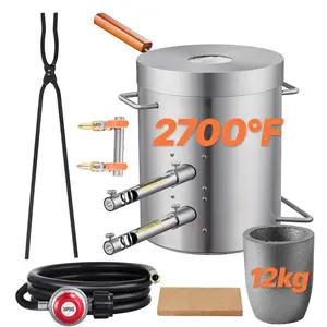 VEVOR Propane Melting Furnace Kit, 12KG Large Capacity Foundry Home Kilns, Stainless Steel Smelter, Blacksmithing Forge with Crucible an Tongs Kiln, For Metal Scrap Recycle, Gold Copper Silver Casting