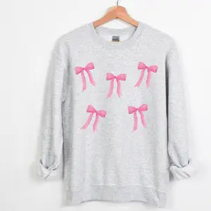Cute Pink Bow Sweatshirt Crop Top