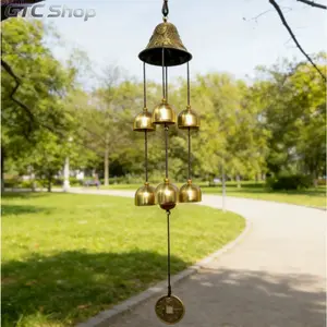 Vintage 6-Tube Aluminum Wind Chime Premium Tuned Metal Wind Bell Melodious Sound Textured Exquisite Hanging Ornament Weather Resistant Durable Art Decor Stylish Accessory Perfect For Garden Patio Balcony Bedroom Living Room Indoor Outdoor Home Daily Leisu