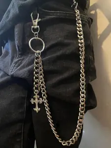 Unisex Hip-Hop Punk Cuban Belt Chain, Retro Cross Pendant, Perfect for Daily Wear, Ideal Gift for Boyfriend, Matches Pants
