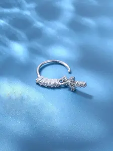 Rhinestone Decorated Cross Design Nose Ring, Stainless Steel Nose Piercing Jewelry for Women, Fashion Jewelry for Party, Daily Clothing Decor, for Birthday Gift