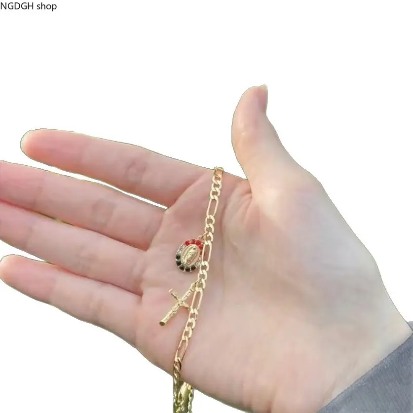 Gold Virgin Mary Chain Bracelet, Unisex Waterproof Religious Jewelry for Spiritual Protection, Sports, and Everyday Wear, Religion