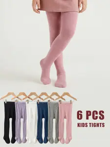 Girls' Jumpsuits Set of 6, Simple Casual Solid Color Design, Suitable for Outerwear, Medium Thickness, Durable, Perfect for Spring & Fall