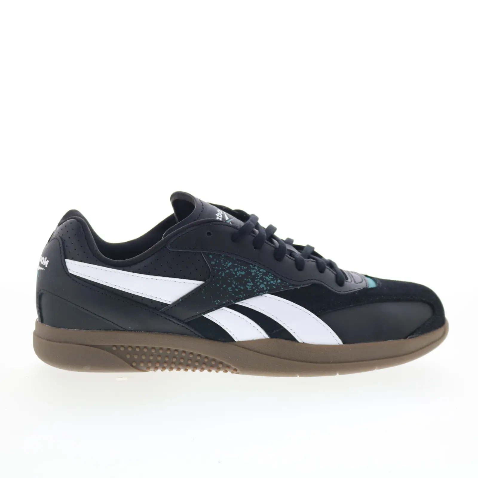 Reebok Hammer Street Mens Black Leather Lace Up Lifestyle Sneakers Shoes