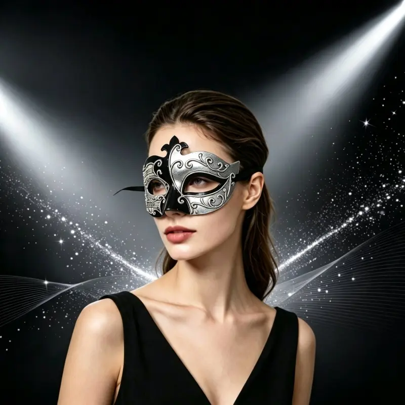 Unisex Adult Venetian Plastic Vintage Scroll Half-Face Masquerade Mask - 1-Piece, One Size with Adjustable Strap for Halloween, Parties, Cosplay