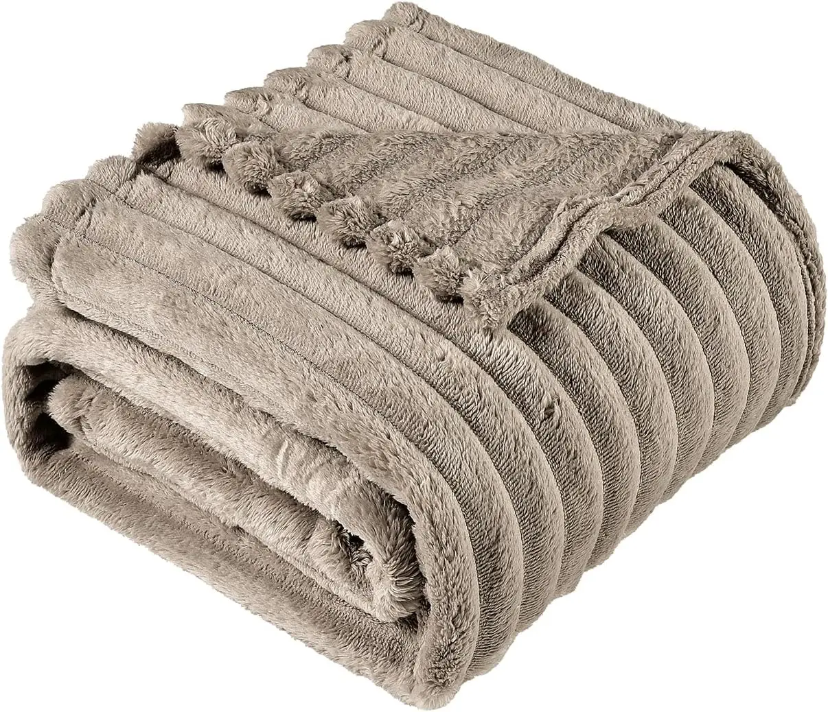 Flannel Fleece Throw Blanket Lightweight Cozy Plush Microfiber Fleece Throw,Beige 50x60 inches