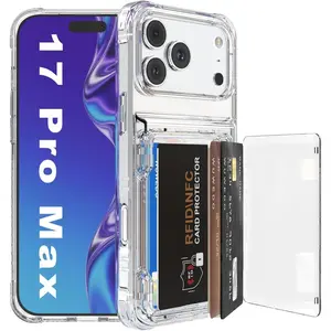 Phone cases for iPhone 17 Pro Max 16 15 14 13 12 11 Pro Max Plus Clear Wallet Case with RFID Blocking Card, Up to 5 Cards, Hybrid Protective Case with Card Holder, TPU + PC, Anti-Yellowing case for iphone 17 Pro Max