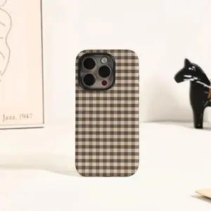 [Must-Have]Brown Plaid New 17 Series IPhone 17 16 15 14 13 12 Pro Max, 16E, 17Air, IPhone 13 12 Mini, IPhone X XR XS SE Cover, Minimalist Case