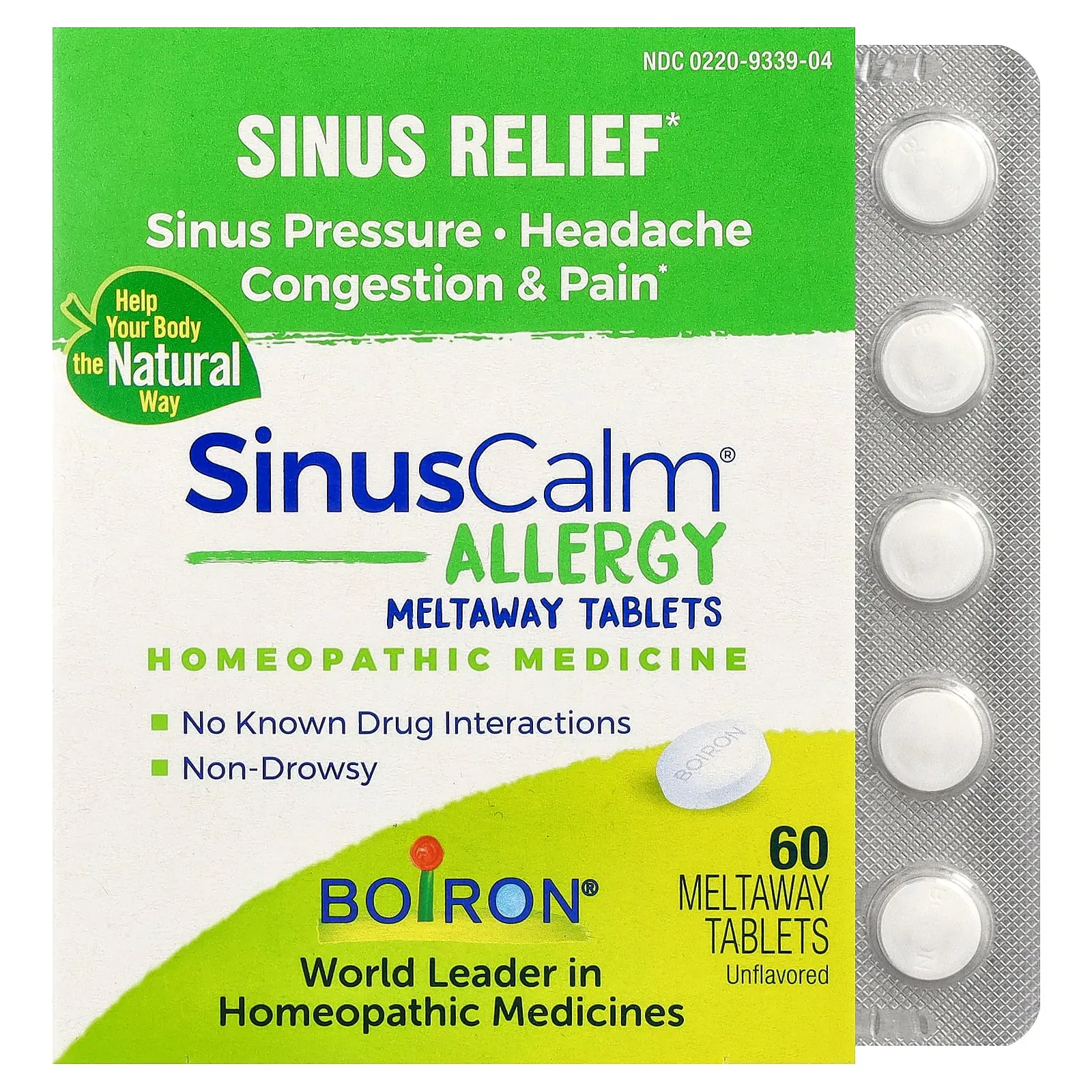 Boiron SinusCalm® Allergy, Unflavored, 60 Meltaway Tablets | HSA/FSA Eligible