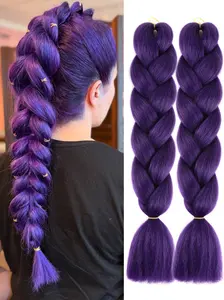 2 Pack Jumbo Purple Braiding Hair 24Inch purple-lake light purple Braiding Hair Synthetic Hair Extensions Rainbow High Temperature Synthetic Wedding Makeup Styling Synthetic Hair Piece Synthetic Braids Synthetic Hairpiece