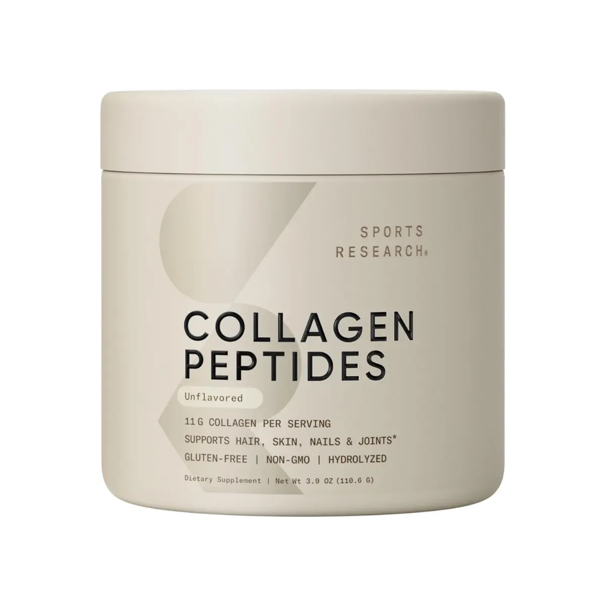 Sports Research Collagen Peptides Protein Powder - 3.9oz Unflavored, 11g Grass-Fed Collagen per Scoop, Healthcare & Fitness Support for Hair, Skin & Joints, Easy to Mix in Coffee & Shakes (10 Servings)