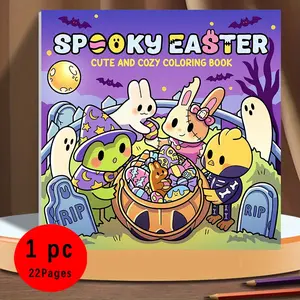 Spooky Easter Cute and Cozy Coloring Book for Kids & Adults - 22 Bold & Easy Spooky Cute Coloring Pages, 120gsm Thick No Bleed Paper, Non-Toxic Odorless, Perfect for Stress Relief & Easter Spooky Season Fun