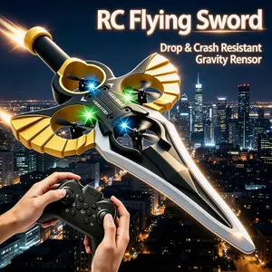 Remote Control Flying Blade Drone with 360° Aerial Stunts, Adjustable Speed and Watch Gesture Control, Cool Sword-Shaped Aircraft with Hover Function for Interactive and Dynamic Playtime