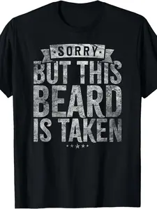Men's Plus Size T-Shirt Four Seasons Printed Round Neck Machine Washable Valentine's Day Beard Design. Sorry, this beard was taken away from the t-shirt, minimalist style, soft touch fabric, travel outfit, lightweight feel, for women
