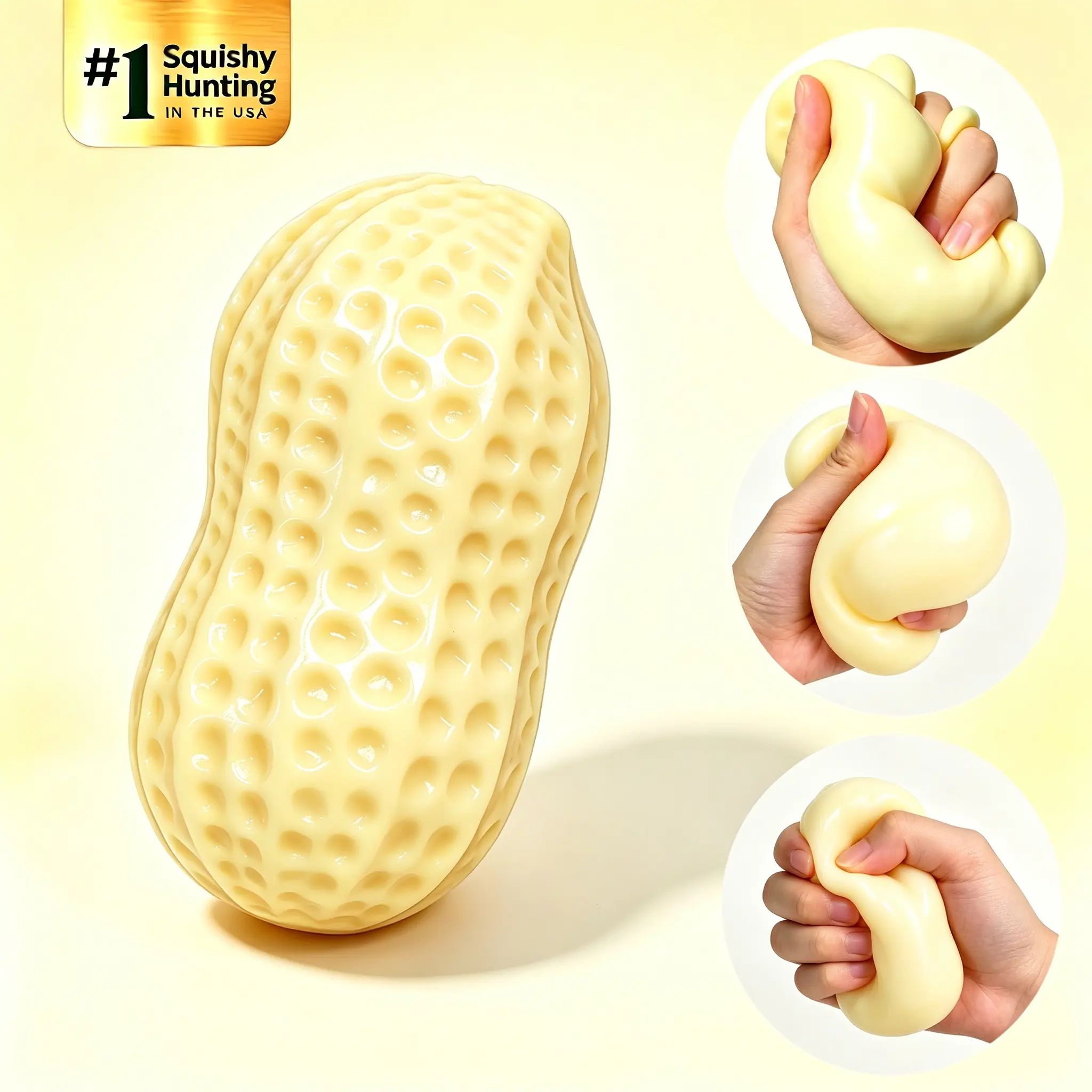 Peanut Squishy Fidget Toy – Crunchy ASMR, Flour Dough, or Gel Fill – Palm-Size Sensory Stress Reliever for Desk, ADHD, Teens & Adults