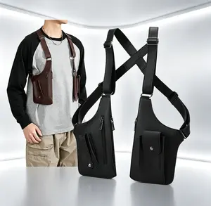 Unisex Double Shoulder Armpit Bag, Durable PU Leather Anti-theft Holster, Adjustable Strap with Hidden Storage Pocket, Multi-pocket Pouch for Phone, Wallet, Outdoor Sports and Daily Commute.memorial day sales
