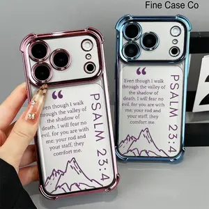 Psalm 23:4 Mountain Scripture Clear Phone Case for iPhone 17 Pro Max iPhone 16 Pro 15 Plus 14 Pro 13 12 11 XS Max XR & Samsung Galaxy S25 Ultra S24 Plus S23 Shockproof Protective Case Inspirational Christian Gift