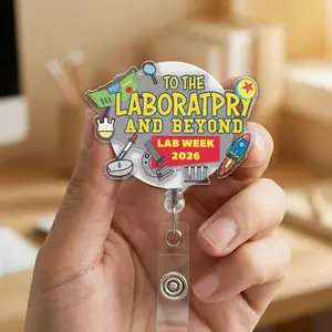 Lab Story Lab Week 2026 Badge Reel, Medical Lab Retractable ID Holder Clip Gift YHP
