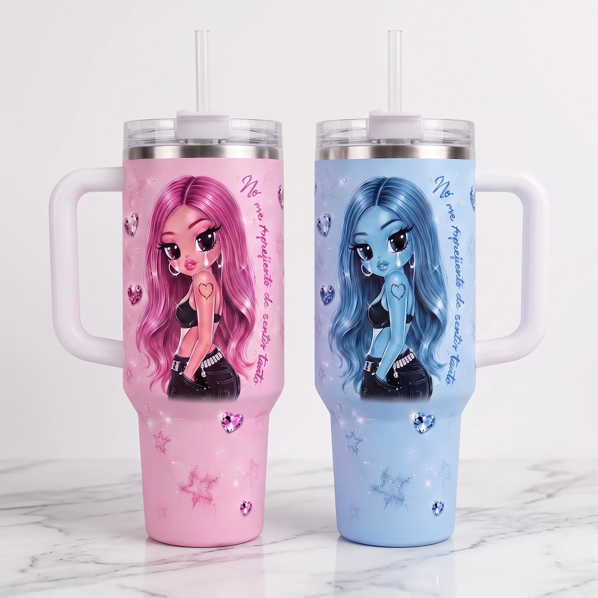 La Bichota No Me Arrepiento de Sentir Tanto Album 2026 40oz Tumbler with Handle and Straw, Bichotas Fandom Stainless Steel Insulated Cup, Latin Pop Reggaeton Travel Mug, Colombian Superstar Music Gift for Fans