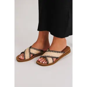 Sandy Raffia Slide Sandal - Natural