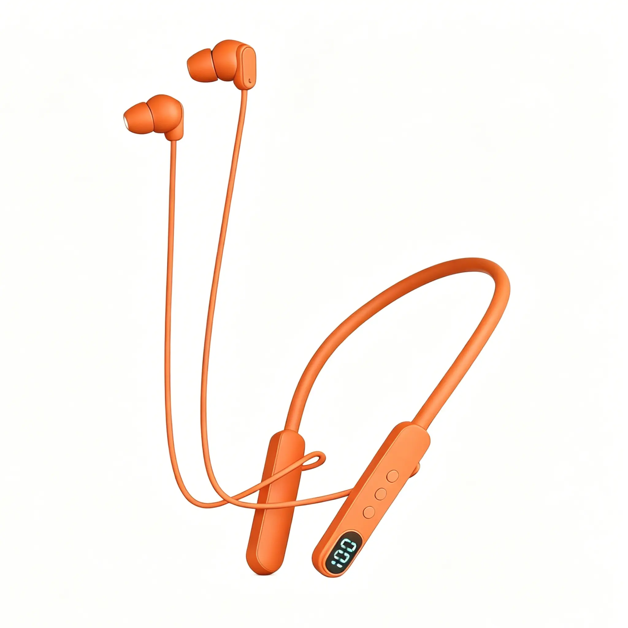 Orange Circle Light Weight In-Ear Wireless Neckband Bluetooth Earbuds - Neck Support, LED Digital Battery Display, Flexible Fit, USB-C Fast Charging, Sound Isolation, Stable Connection, Hands Free Calls, Batteries, for Android/Tablet, Daily Use & Workout
